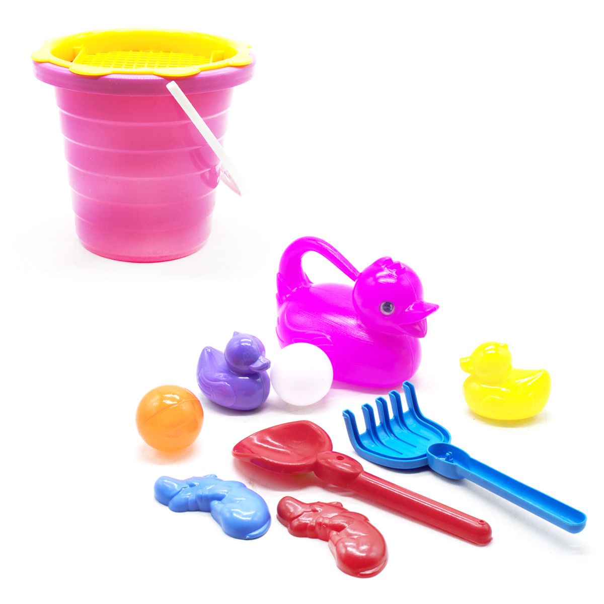 Пісочний набір з лійкою рожевий  фото 1