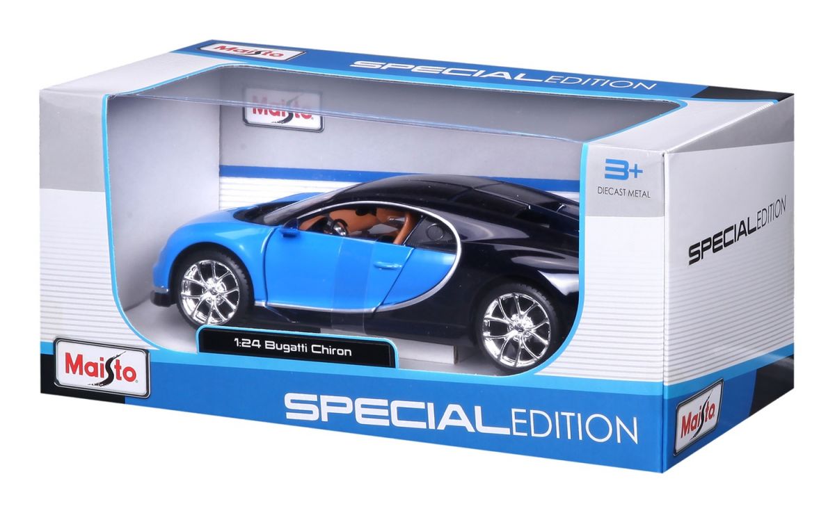 Автомодель в масштабе 1:24 - Bugatti Chiron синий металлик  фото 14
