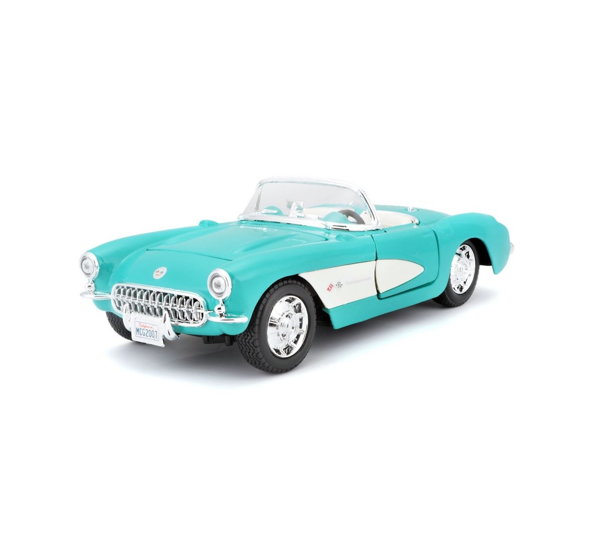 Автомодель в масштабе 1:24 - 1957 Chevrolet Corvette голубой  фото 14