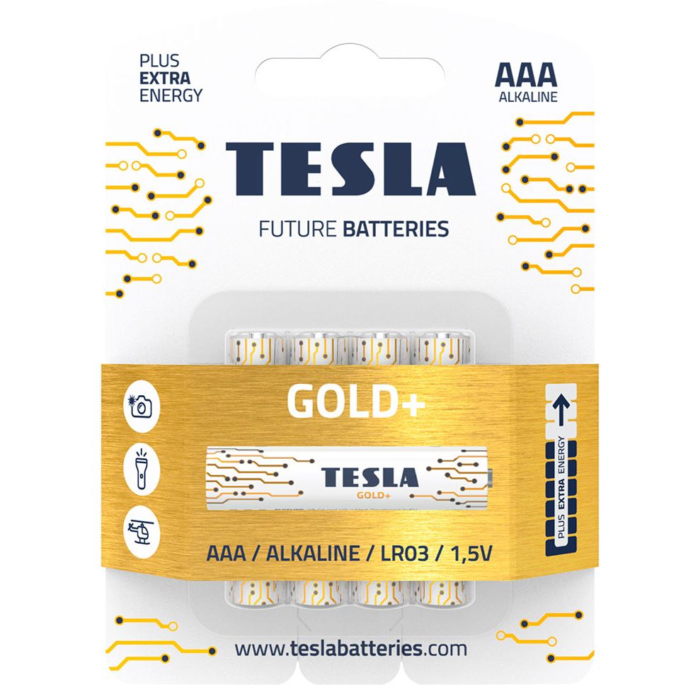Первинні елементи та Первинні батареї TESLA BATTERIES AAA GOLD + (LR03 / BLISTER FOIL 4 шт. )