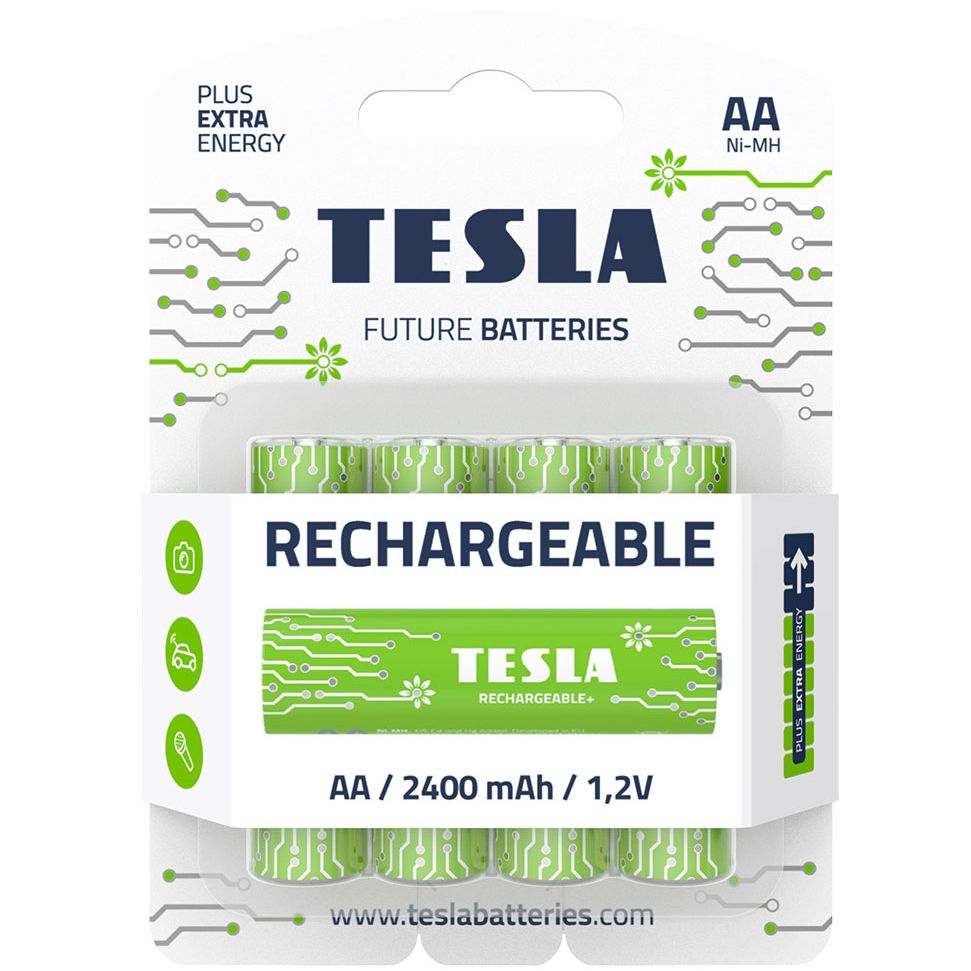 Батарейки аккумуляторные TESLA AA GREEN+ RECHARGEABLE (HR6), 4 штуки