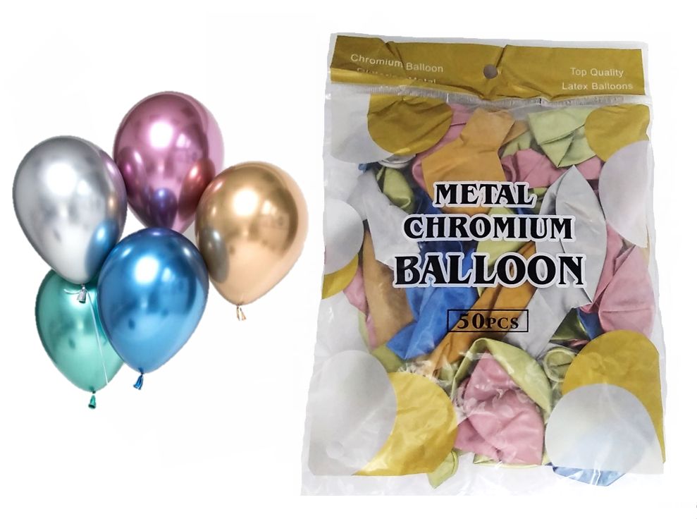 Повітряні кульки Metal Chromium Balloon різнокольорові D30 см. , 2,8 м, м / у, 1 / 50шт ТМ ""