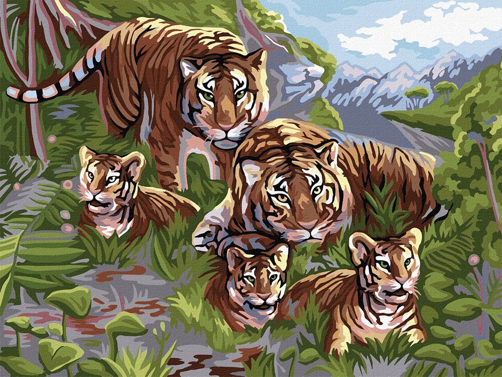 Картина за номерами "Сім'я тигрів"