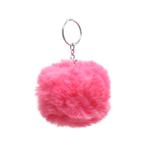 Брелок "Меховый шарик пушистик", коралловый  фото 1