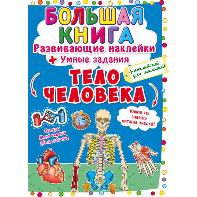 Большая книга "Развивающие наклейки. Умные задания. Тело человека" (рус) Большая книга "Развивающие наклейки. Умные задания. Тело человека" (рус)
