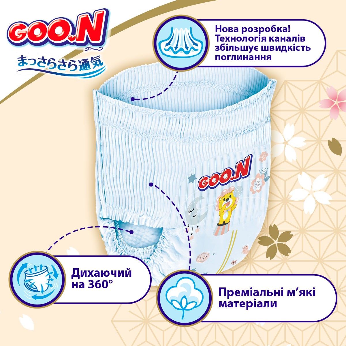 Трусики-підгузки Goo. N Premium Soft (розмір 5(XL), 12-17 кг, 36 шт)