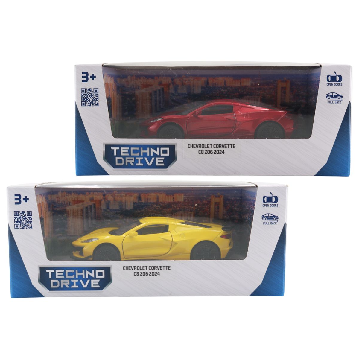 Автомодель – Chevrolet Corvette C8 Z06 2024 (желтый, красный)  фото 15