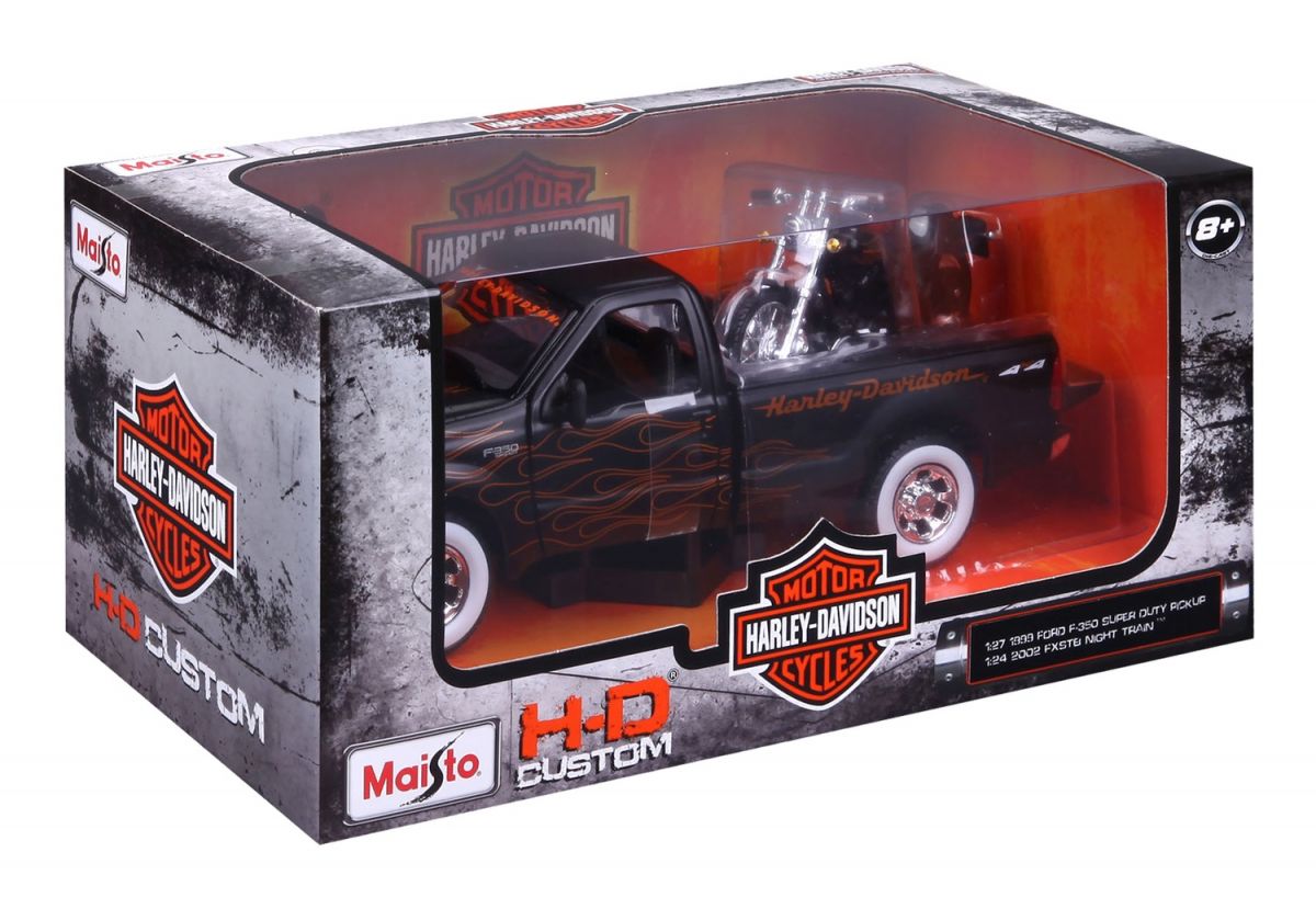 Набір іграшковий Harley-Davidson: машинка 1:27 1999 Ford F-350 Super Duty Pickup, мотоцикл 1:24  фото 15
