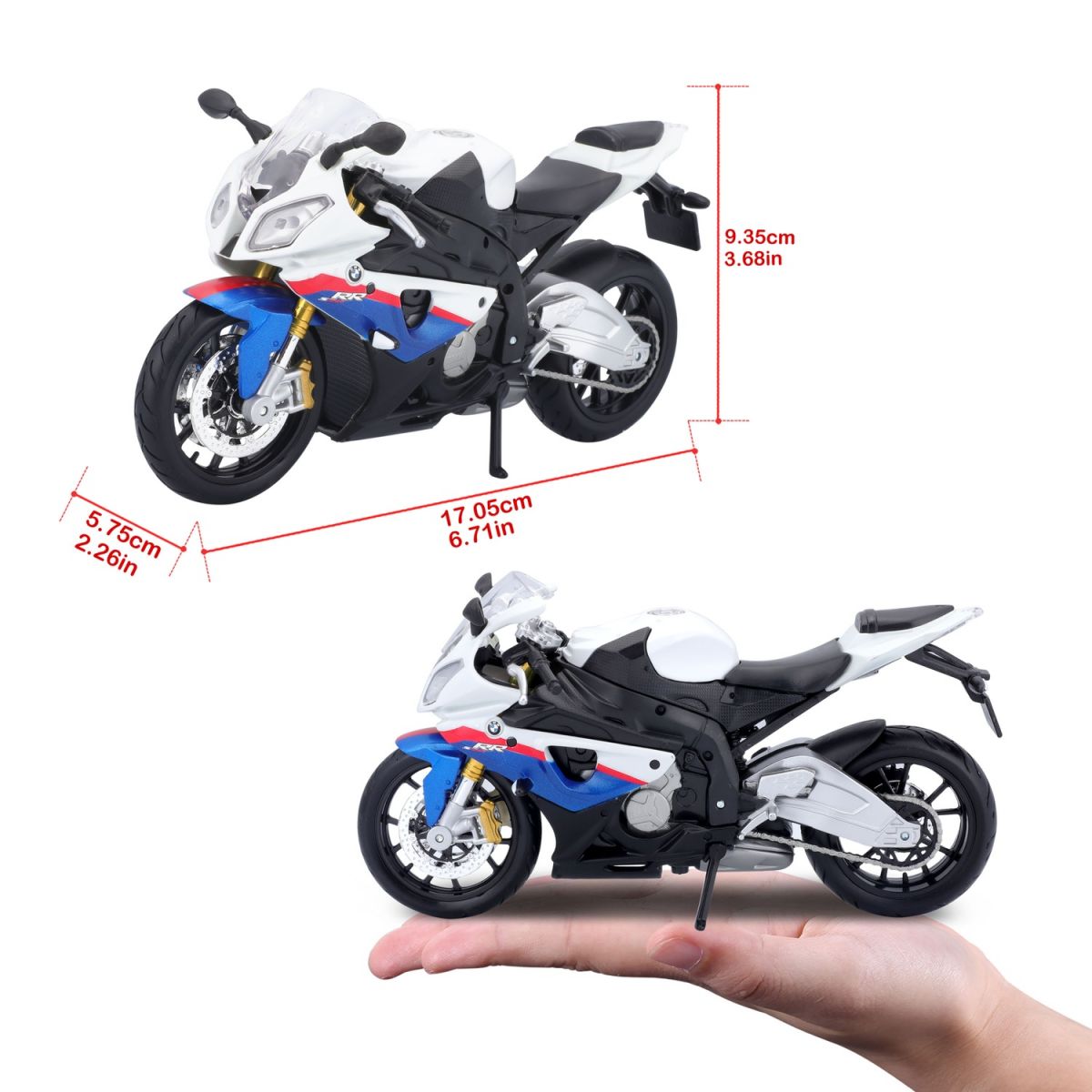 Мотоцикл игрушечный BMW S1000RR в масштабе 1:12  фото 15
