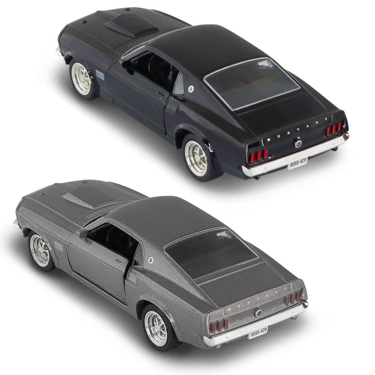 Автомодель – Ford Mustang Boss 429 1969 (серый, чёрный)  фото 15
