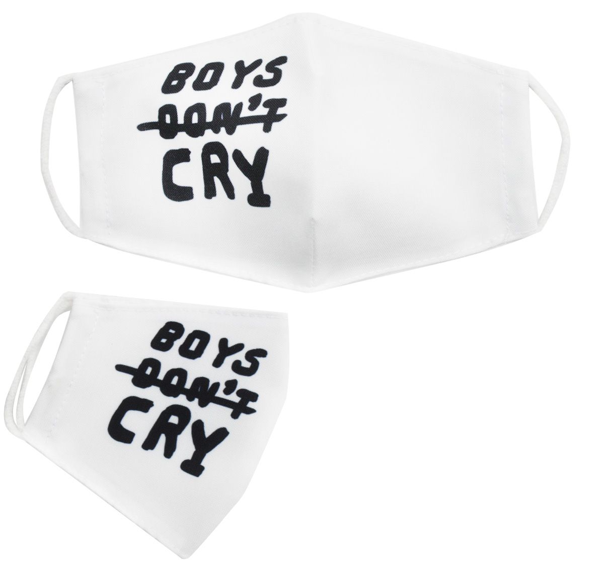 Многоразовая 4-х слойная защитная маска "Boys don't cry" размер 3, 7-14 лет, белая