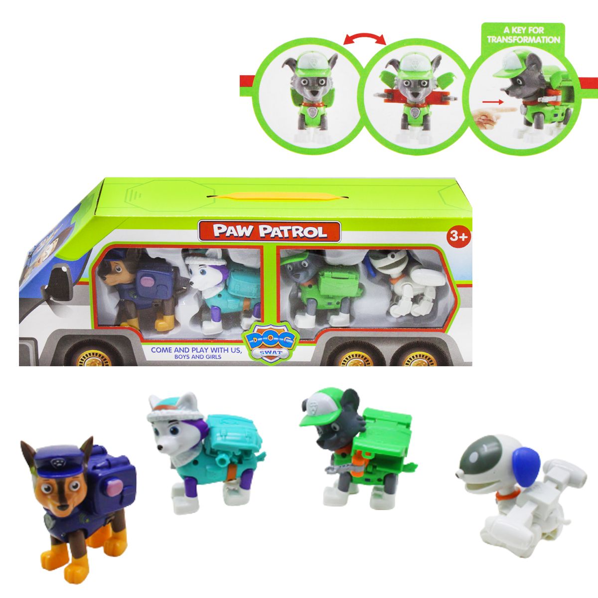 Набір фігурок "Щенячий патруль: Гончік, Еверест, Роккі, Робопёс"  фото 1