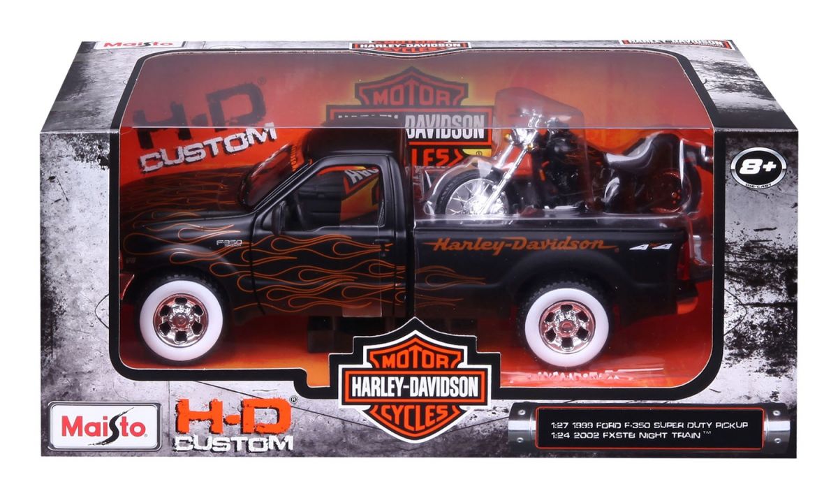 Набір іграшковий Harley-Davidson: машинка 1:27 1999 Ford F-350 Super Duty Pickup, мотоцикл 1:24  фото 16