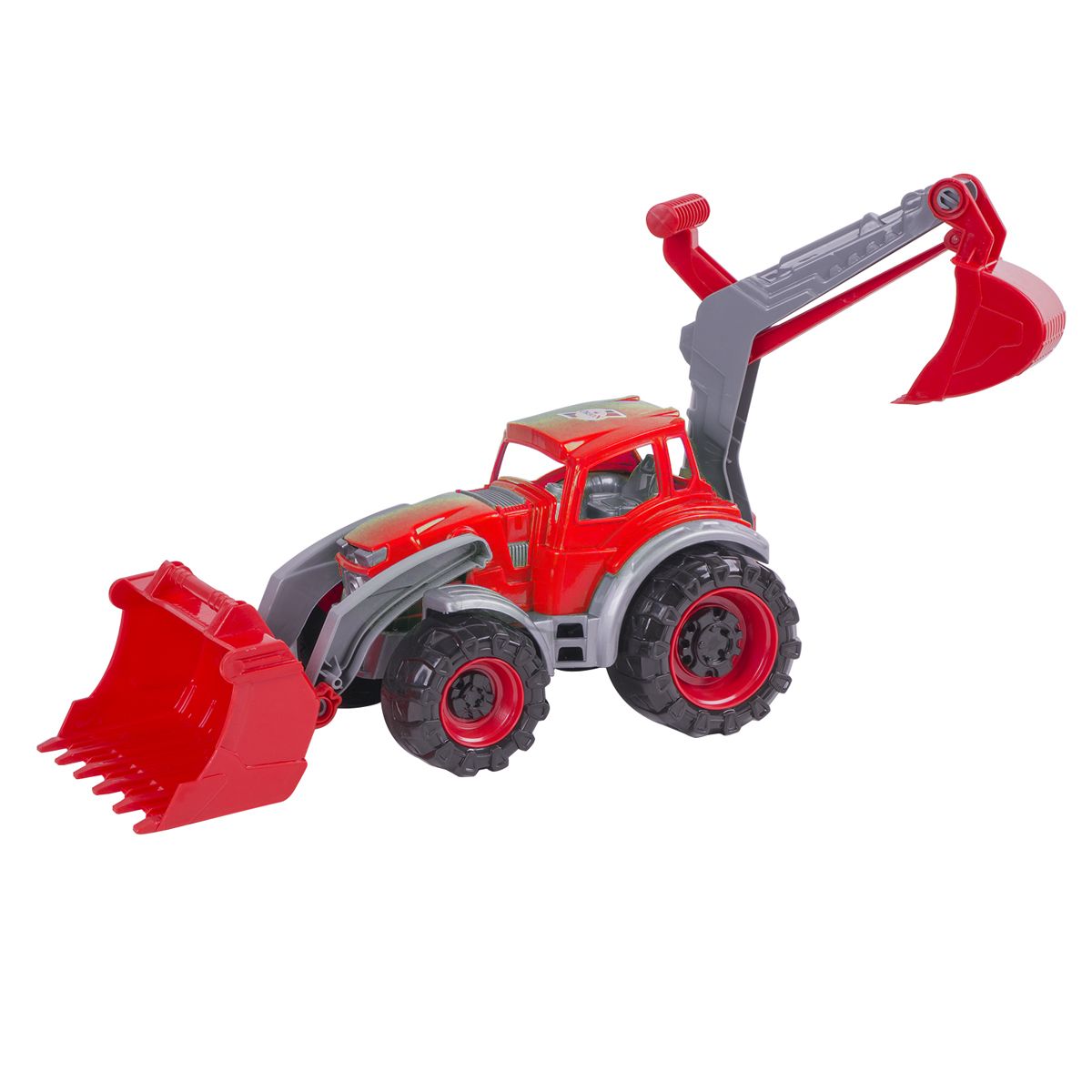 Трактор навантажувач-екскаватор (червоний)