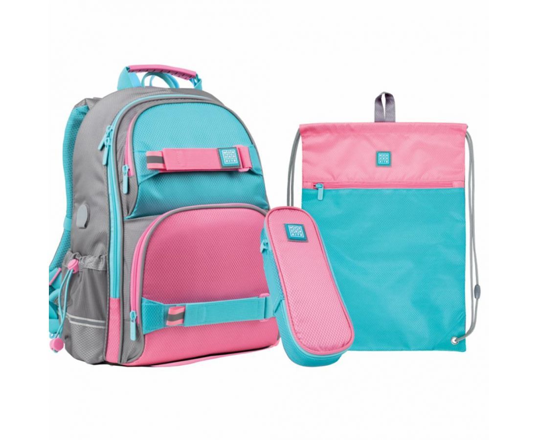 Набір рюкзак + пенал + сумка для взуття WK 702 рожево-блак.