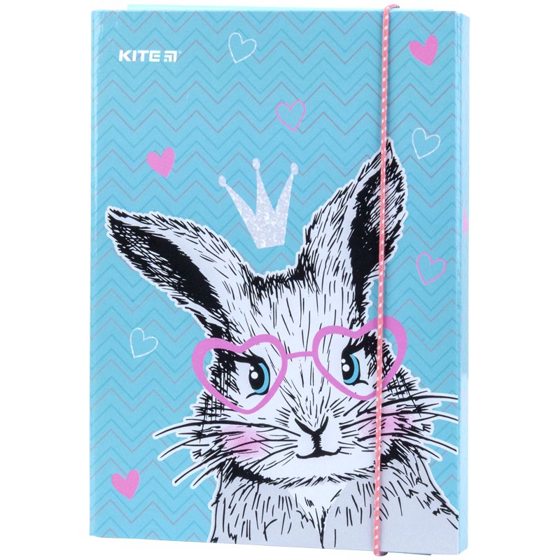 Папка для зошитів В5 на гумці картон, Kite, Cute Bunny
