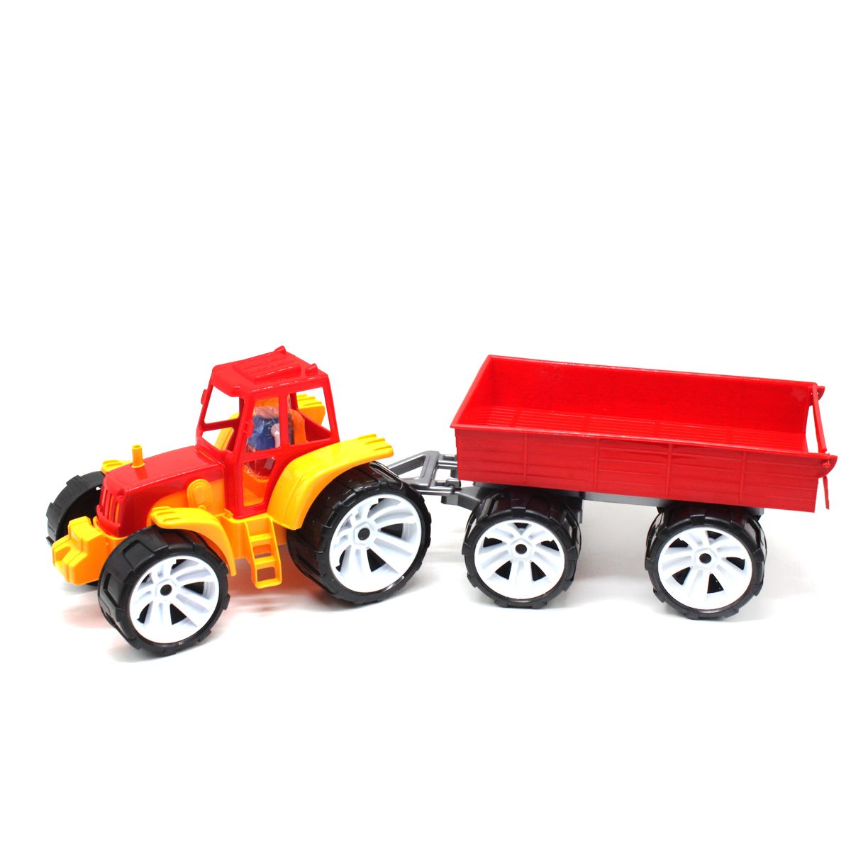 Трактор з причепом, жовтий  фото 1