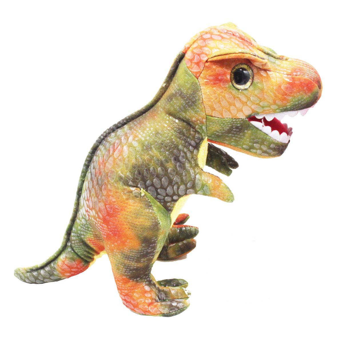 Уценка.  Игрушка мягкий динозавр "Ти-рекс" (оранжевый) - разошелся шов на лапе