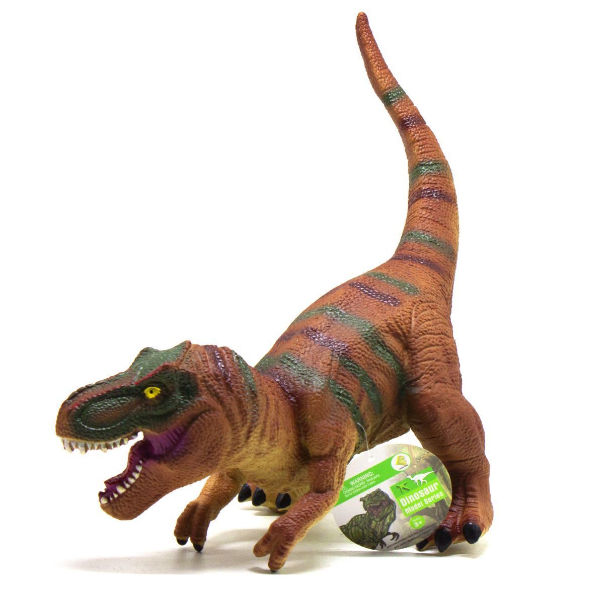 Уценка.  Динозавр резиновый "Тираннозавр", со звуком (коричневый) - дырка в лапе (диаметр не болле 1 см)