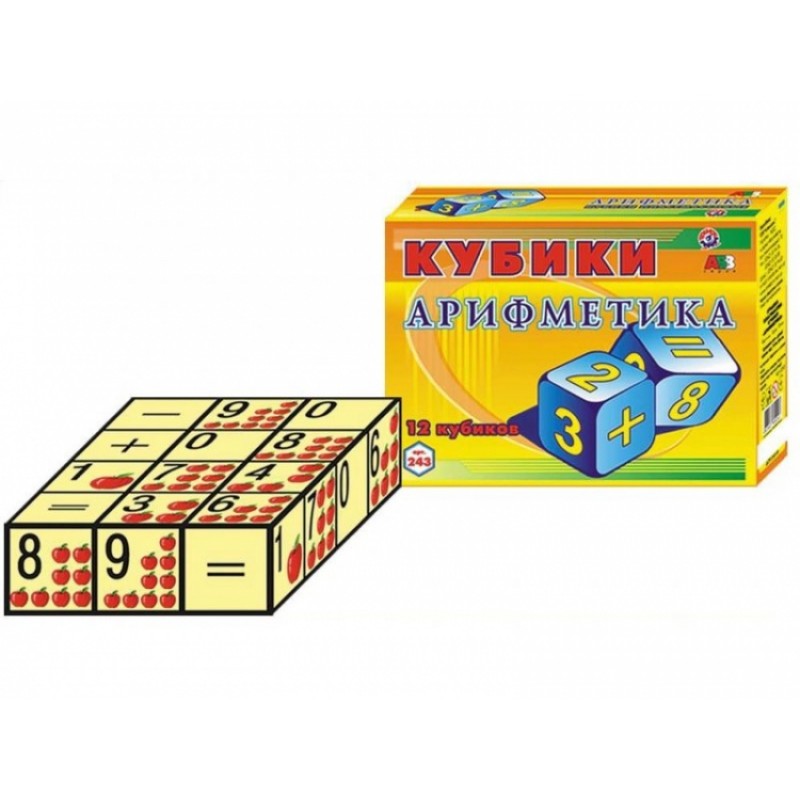 Кубики "Арифметика ТехноК", 12 кубиків