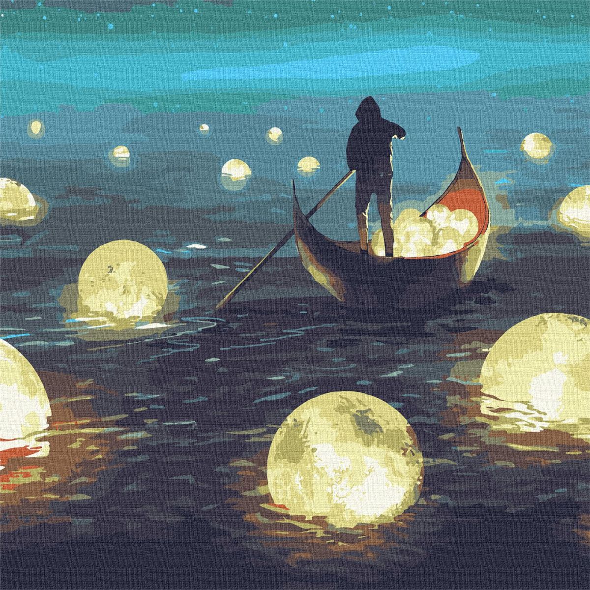 Картина по номерам "Лунная гавань" (с красками металлик) ★★★
