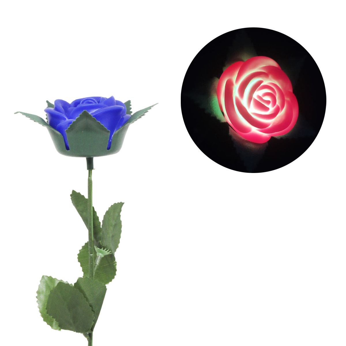 Троянда зі світлом, 40 см (синій)