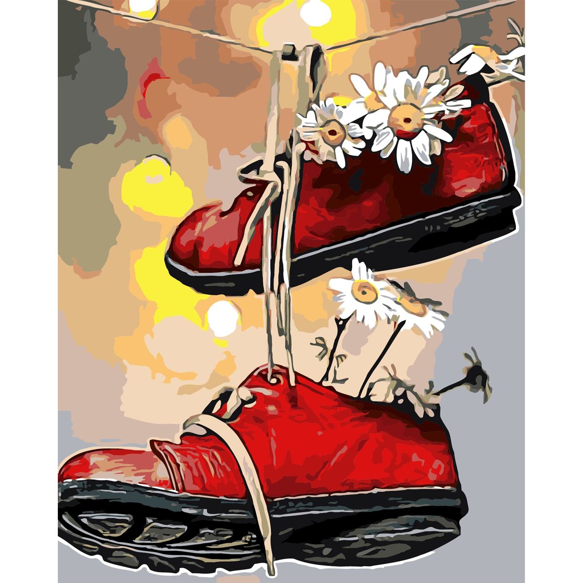 Картина по номерам "Обувь с ромашками" ★★★