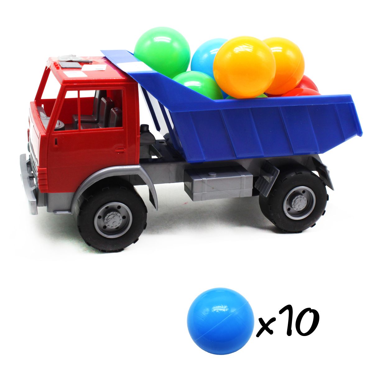 Машинка пластикова "Самоскид" з кульками (синій кузов)