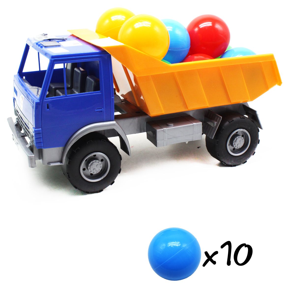 Машинка пластикова "Самоскид" з кульками (оранжевий кузов)