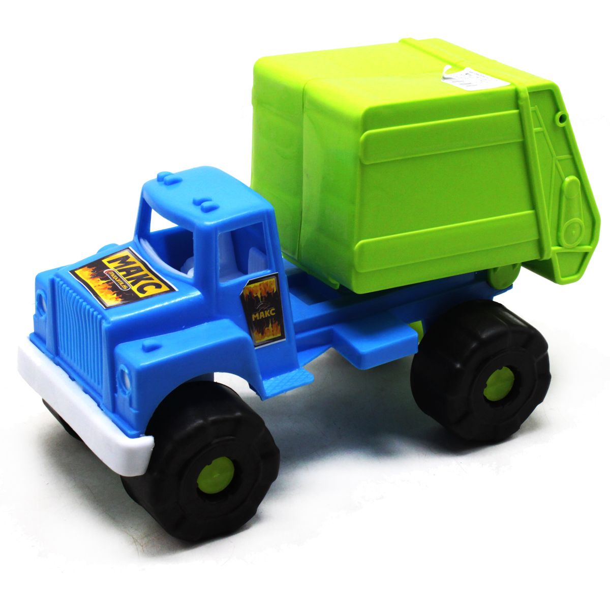 Пластикова машинка "Сміттєвоз", блакитна кабіна й салатовий кузов
