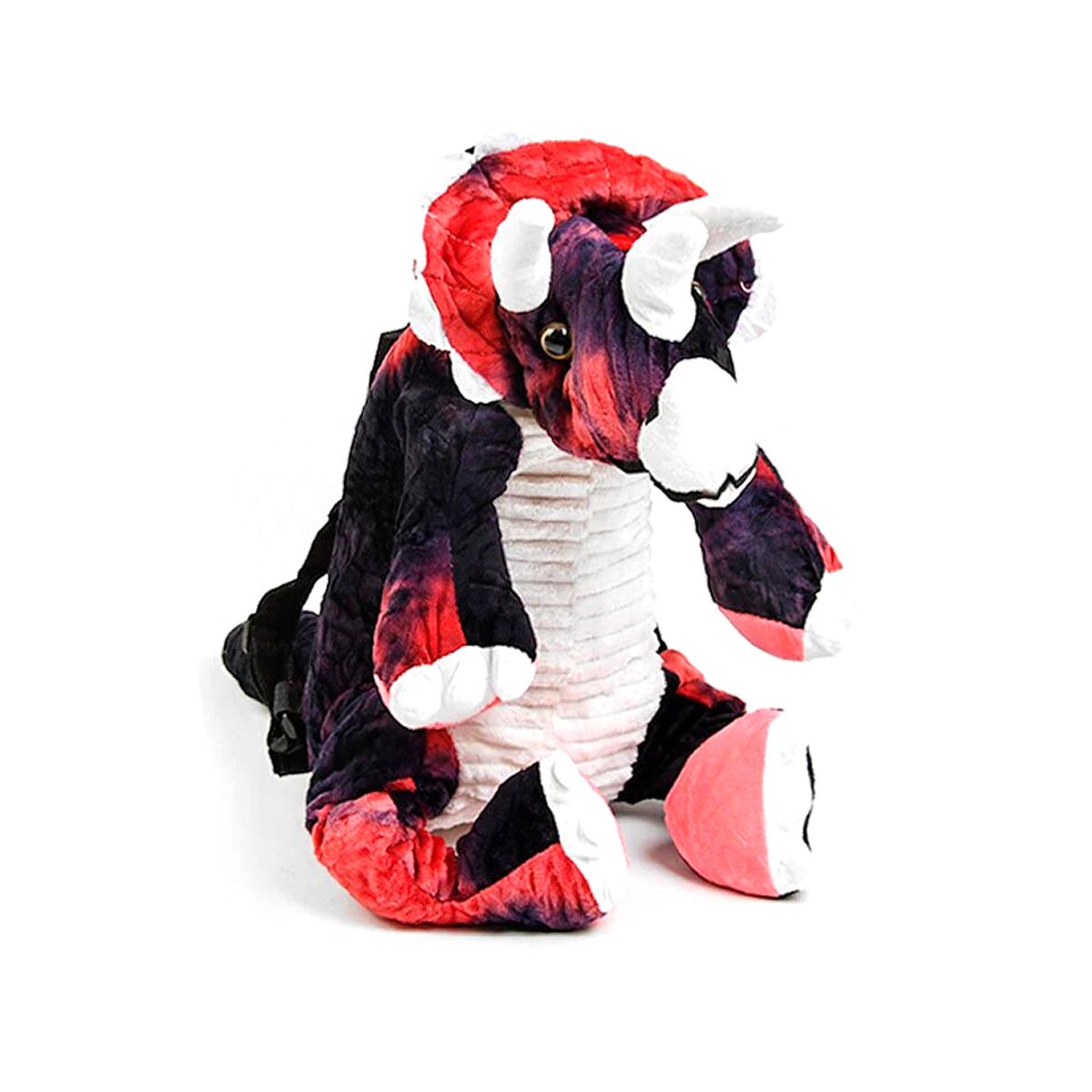 М'яка іграшка-рюкзак "Динозавр: Трицератопс", чорно-червоний