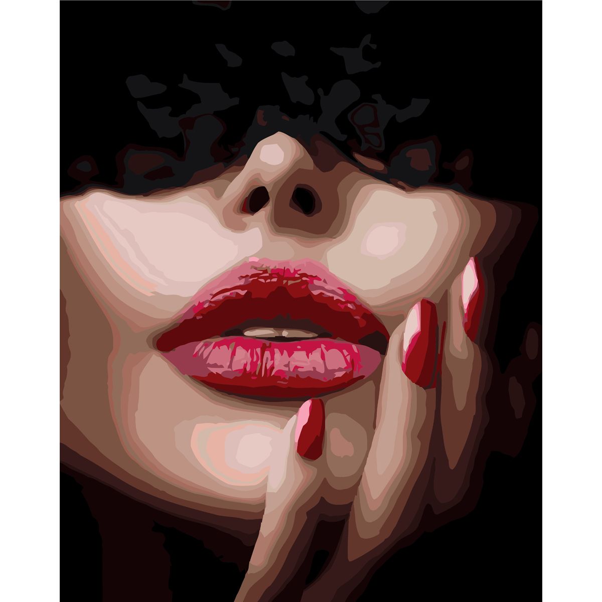 Картина за номерами "Ажурна маска до червоних губ" 40х50 см