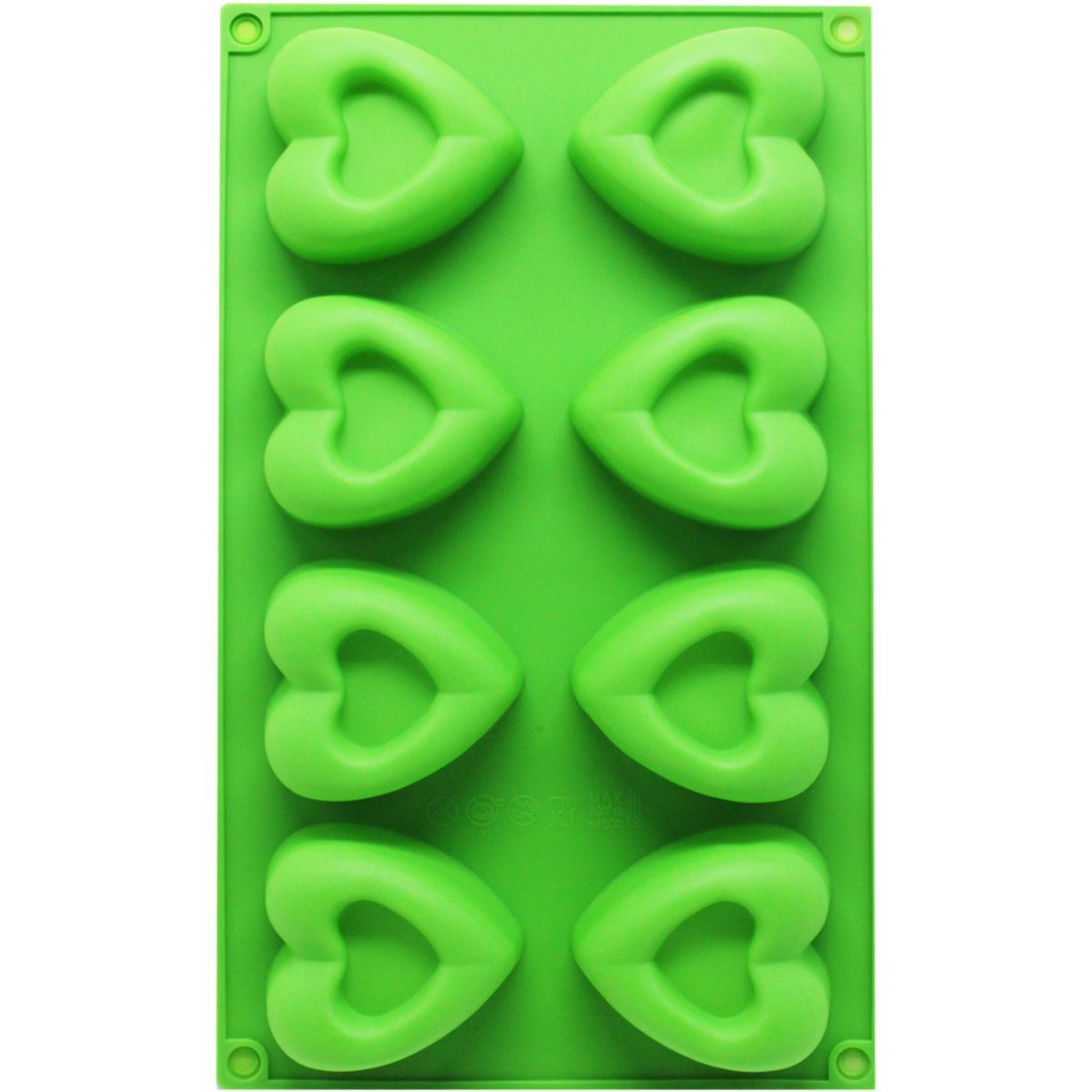 Форма для льоду силіконова "Сердечки" (зелений)