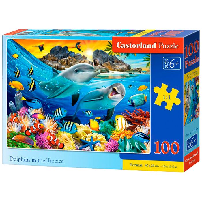 Пазлы "Дельфины в тропиках",100 элементов