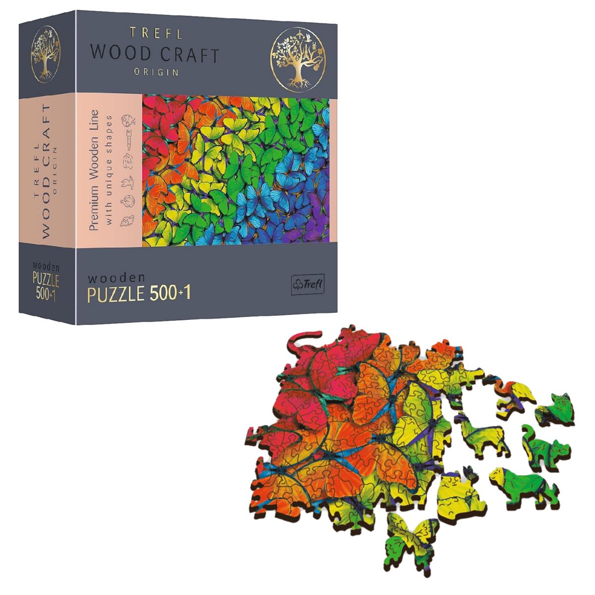 Пазли фігурні "Різнобарвні метелики" 500+1 елемент