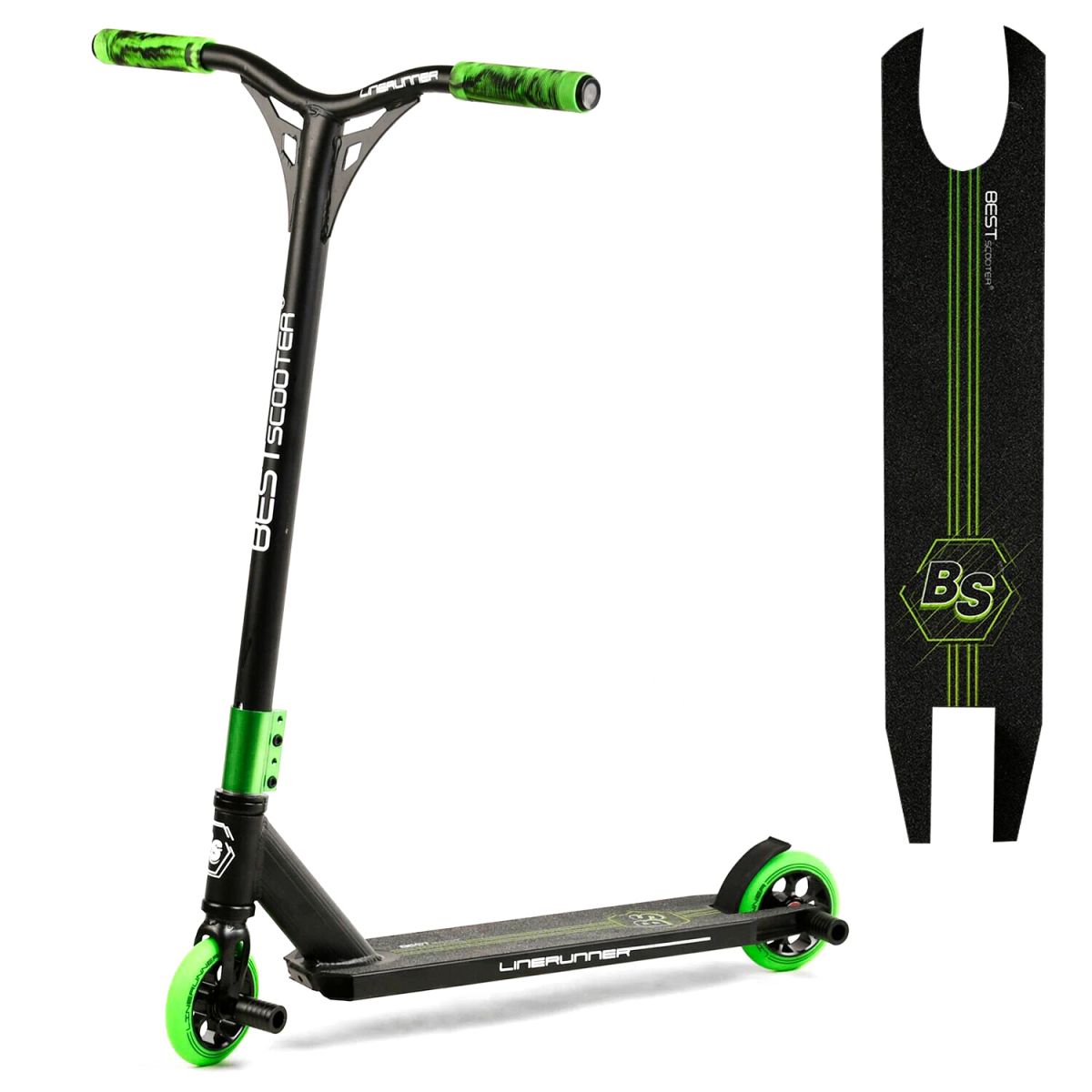 Самокат трюковый LR-30360 Best Scooter "LineRunner" (1) HIC-система, ПЕГИ, алюминиевый диск и дека, колёса PU, d=110мм, ширина руля 52 см, в коробке [Коробка]