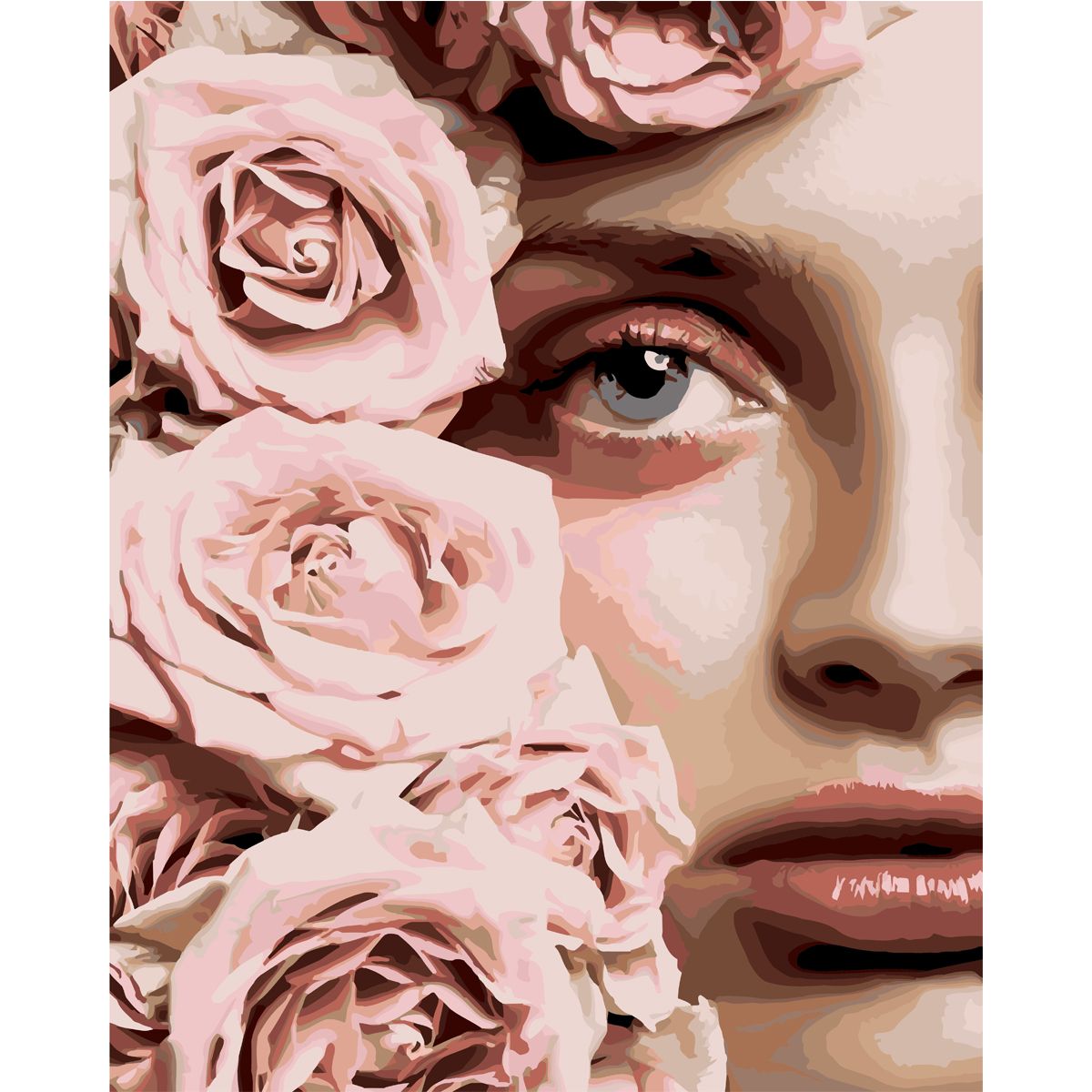 Картина за номерами "Портрет з трояндами"