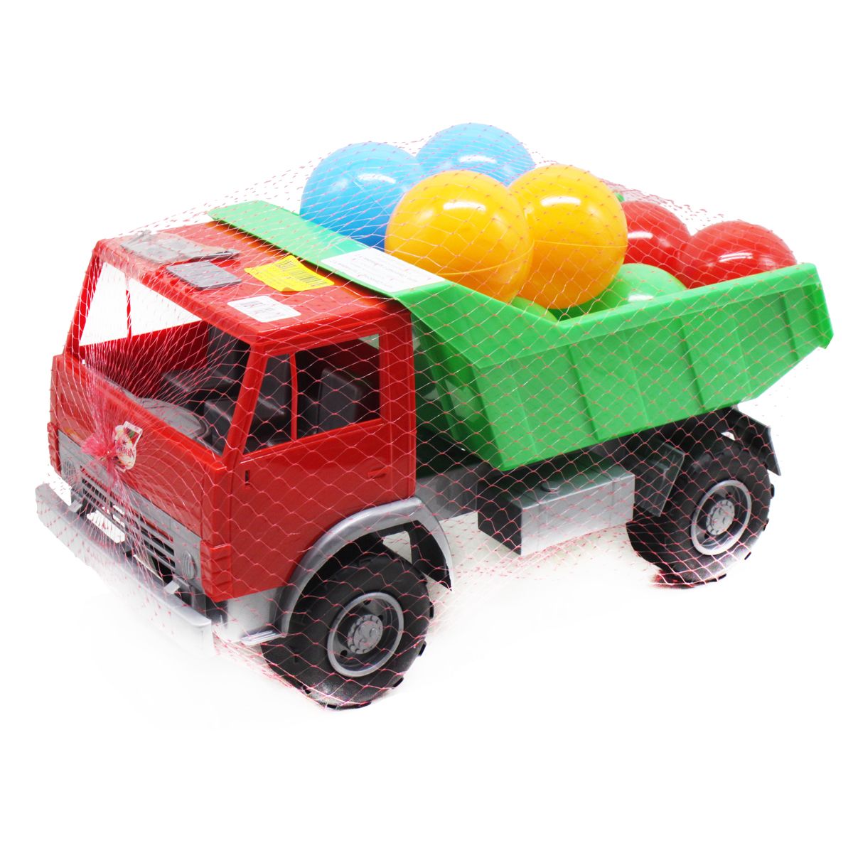 Машинка пластикова "Самоскид" з кульками (червона з синім)