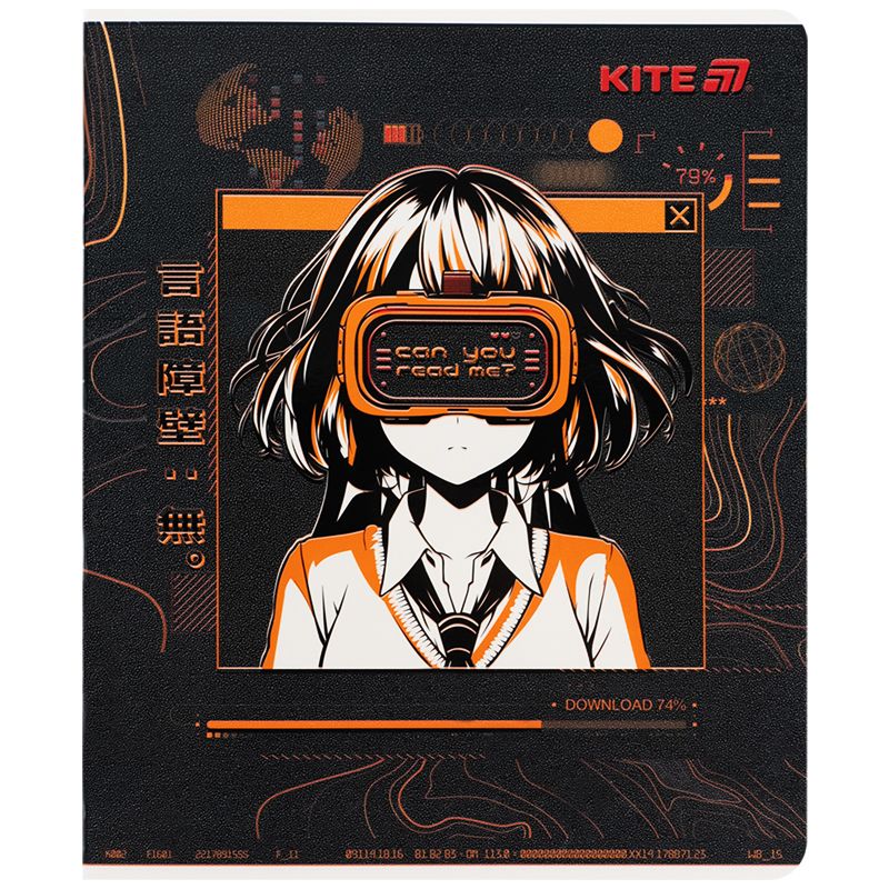 Зошит 24 арк. , кл. , гібр. лак + УФ лак, Kite Anime Зошит 24 арк. , кл. , гібр. лак + УФ лак, Kite Anime