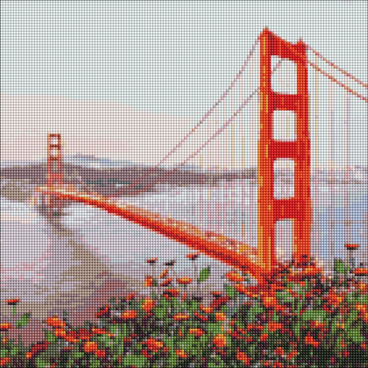 Алмазна мозаїка "Ранковий Сан-Франциско" 40х40см