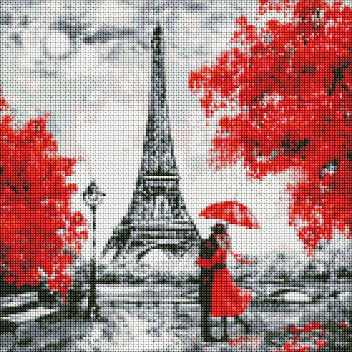 Алмазна мозаїка "Дощовий Париж" 40х40см