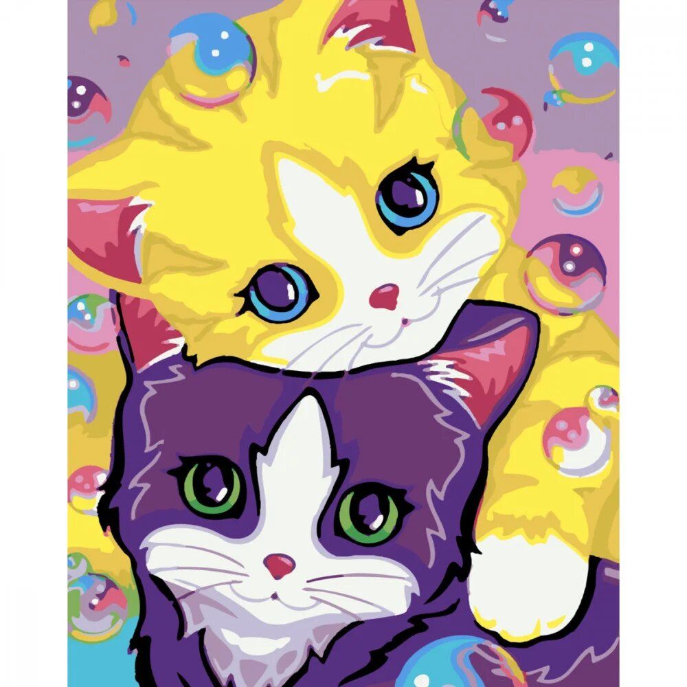 Картина по номерам с лаком "Яркие котята"