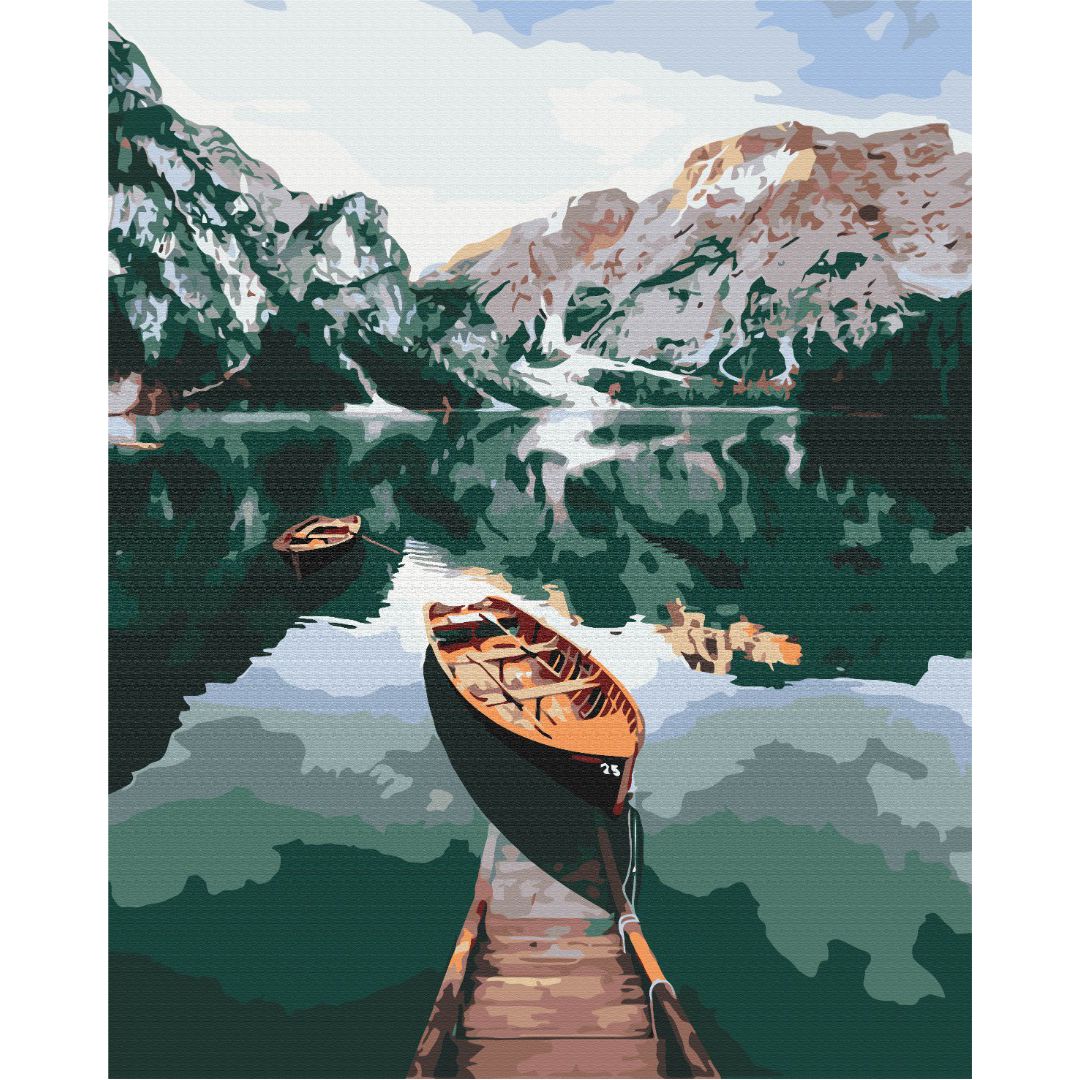 Картина по номерам "Лодка на зеркальном озере" ★★★