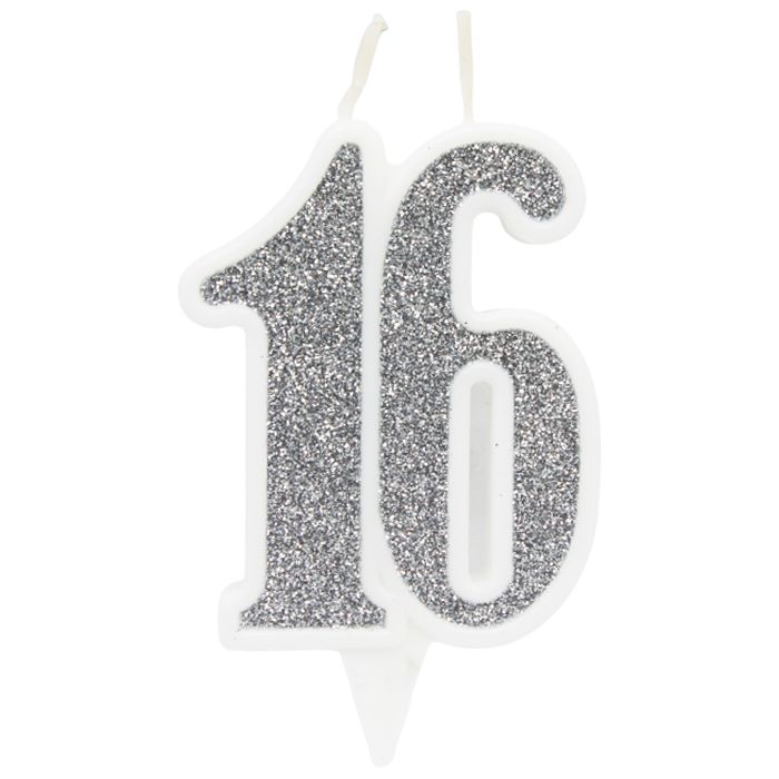 Свечка декоративная "16", серебро Свечка декоративная "16", серебро