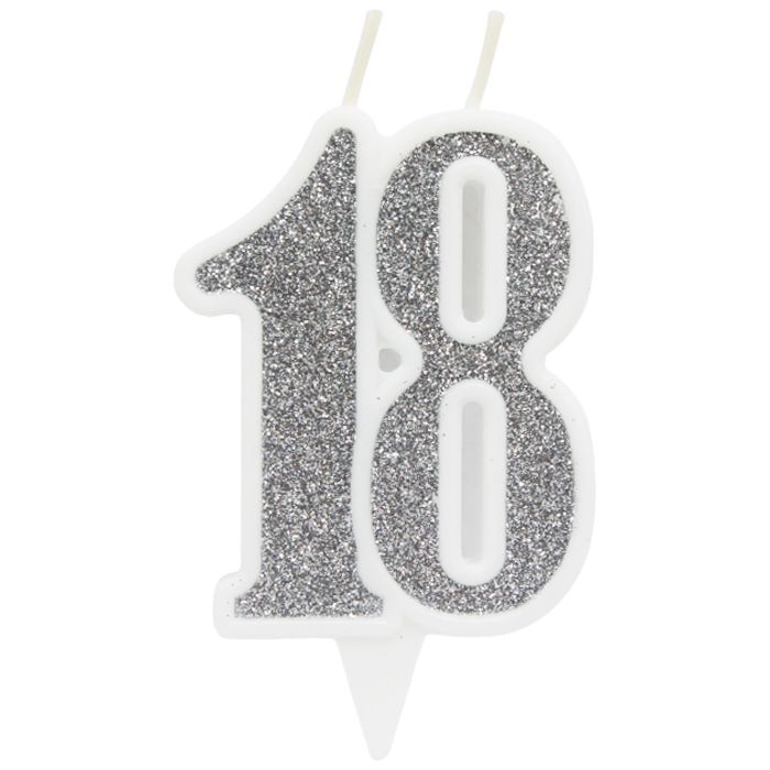 Свечка декоративная "18", серебро Свечка декоративная "18", серебро