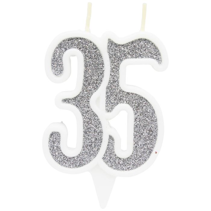 Свечка декоративная "35", серебро фото 1 Свечка декоративная "35", серебро фото 1