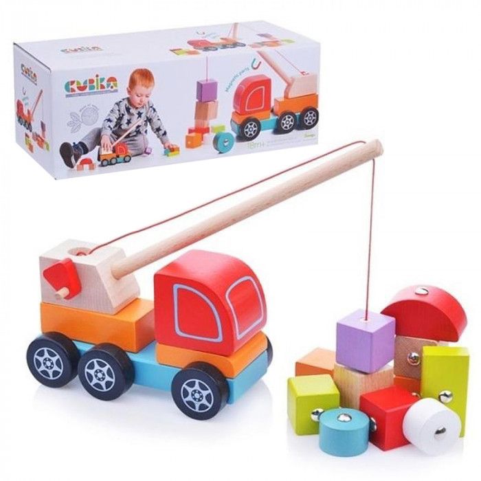 Машинка "Авто-кран"/Wooden toy "Crane truck"
