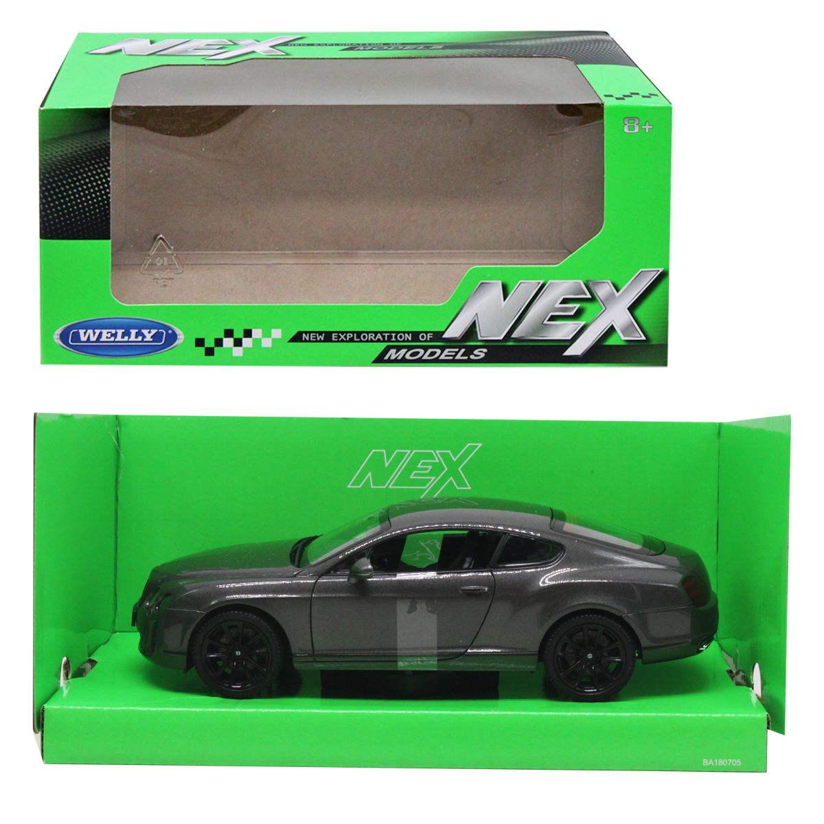 Машина металл Bentley Continental Supersports 1:24 серая Машина металл Bentley Continental Supersports 1:24 серая