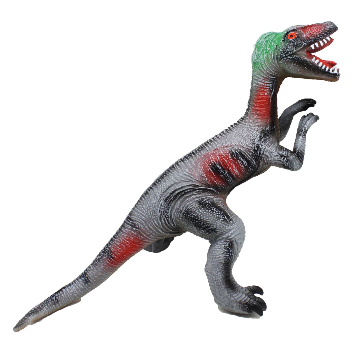 Динозавр резиновый "Велоцераптор", серый