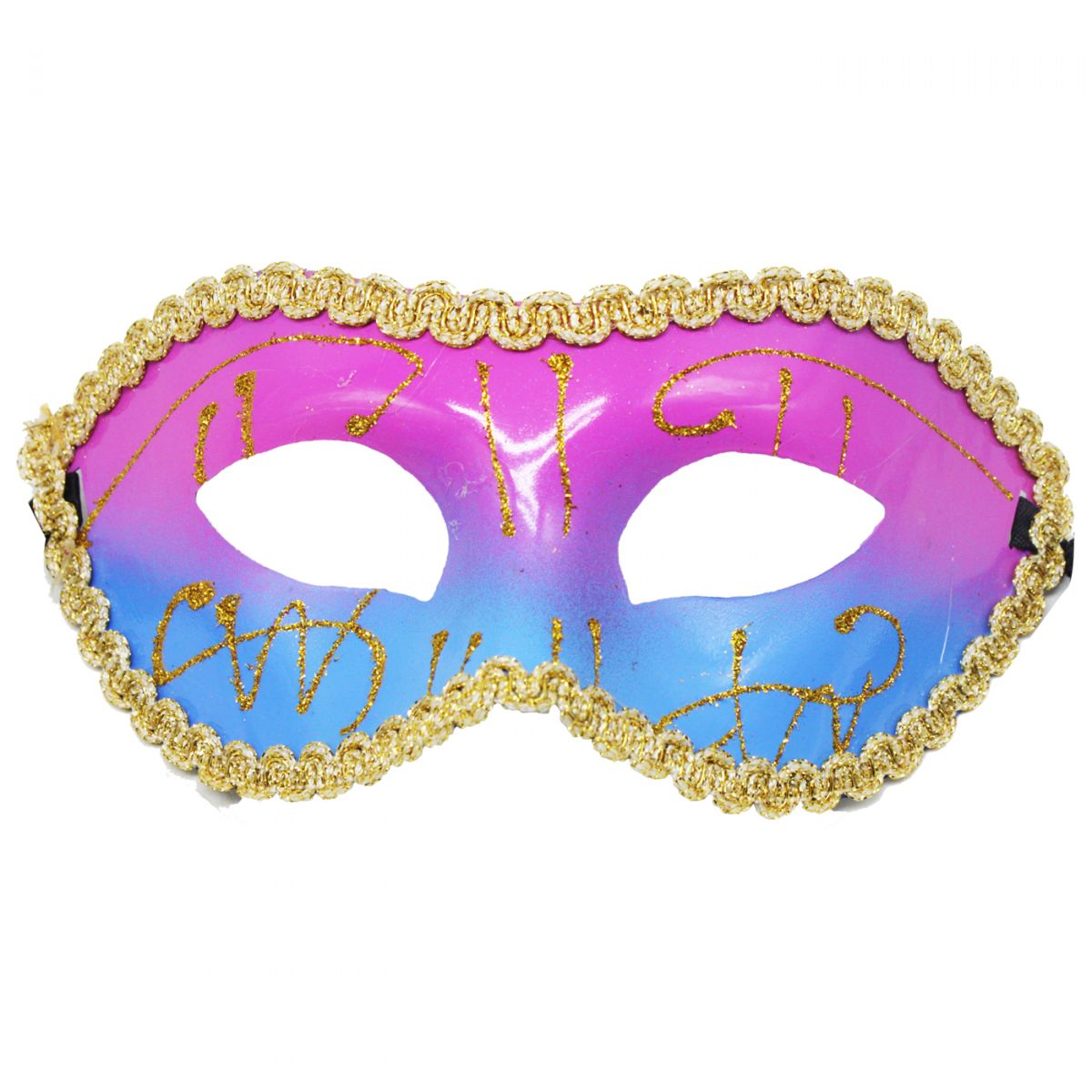 Карнавальна маска з мереживом, рожева з блакитним